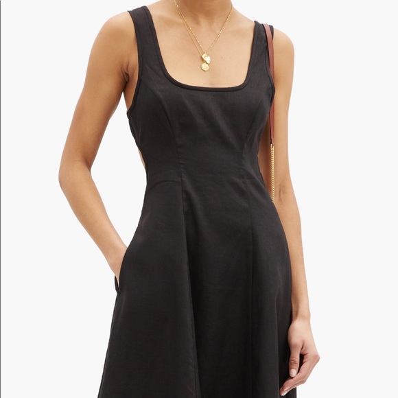 ZIMMERMANN Lulu cutout- back linen midi dress black size 3 - Picture 6 of 9